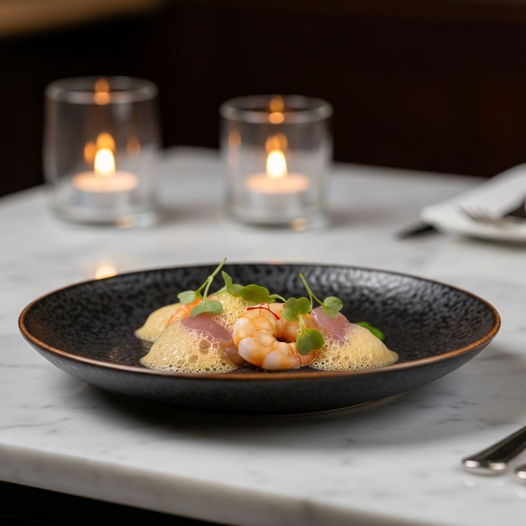 Exquisitely plated Irish seafood dish at Wilde's Restaurant